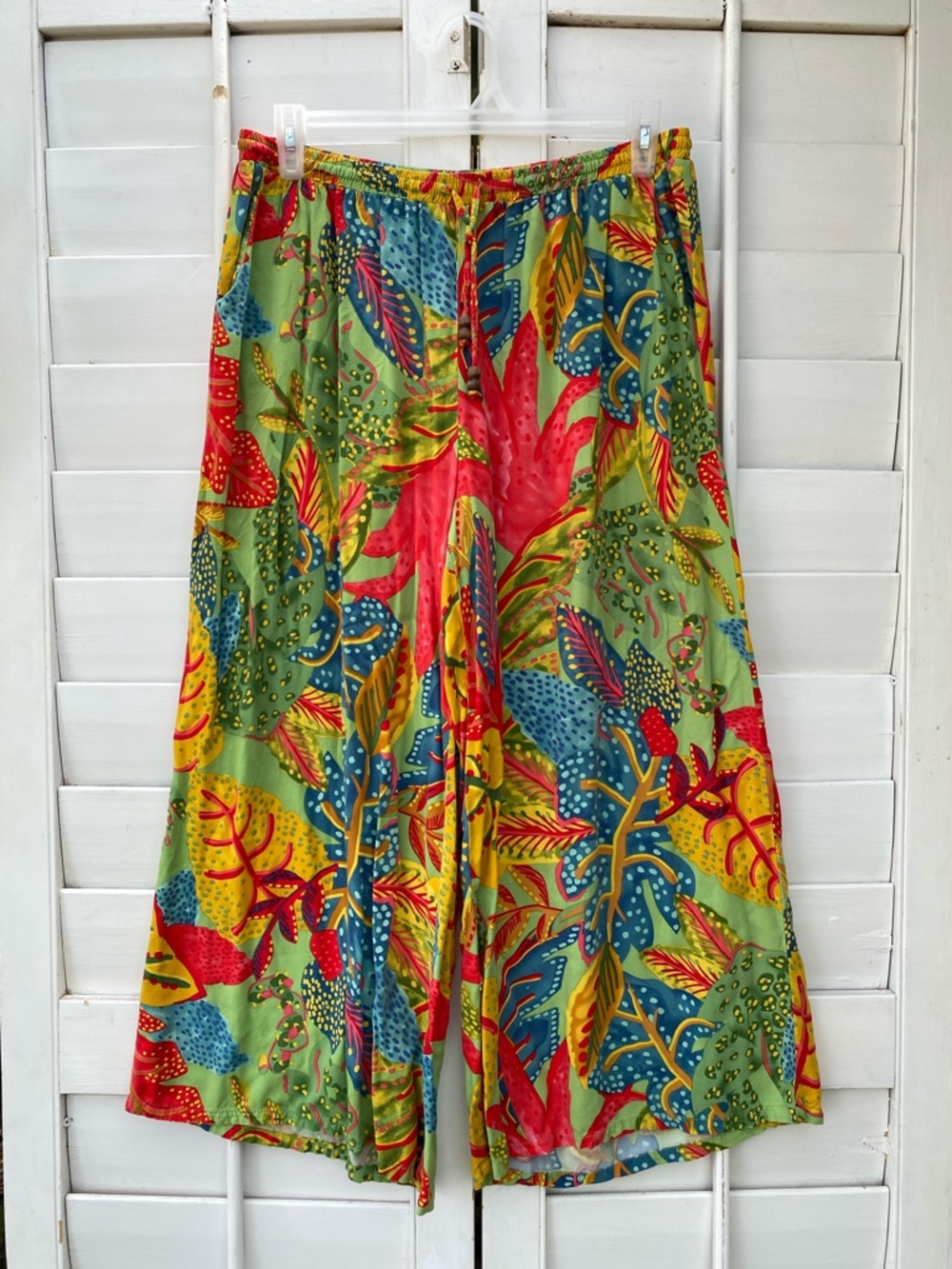 Designer Christian Siriano Tropical Floral Print Wide-Leg Pants